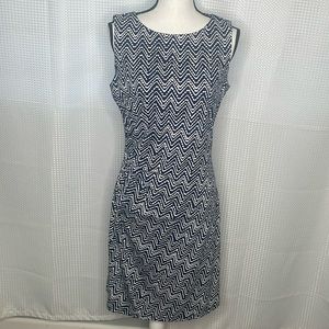 J McLaughlin Catalina Cloth Sheath Dress Chevron Design Careerwear Sz M